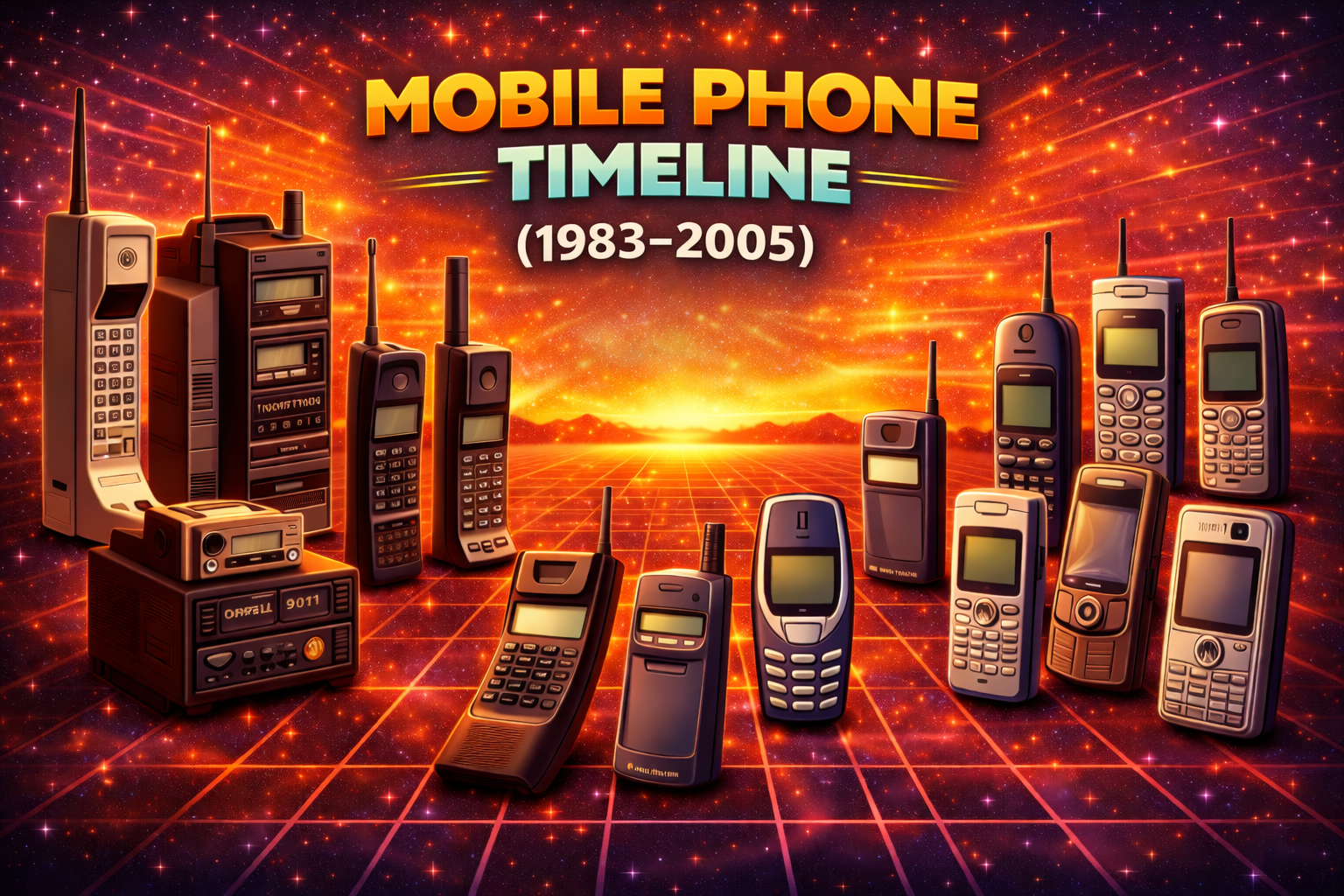 retro mobile phone timeline