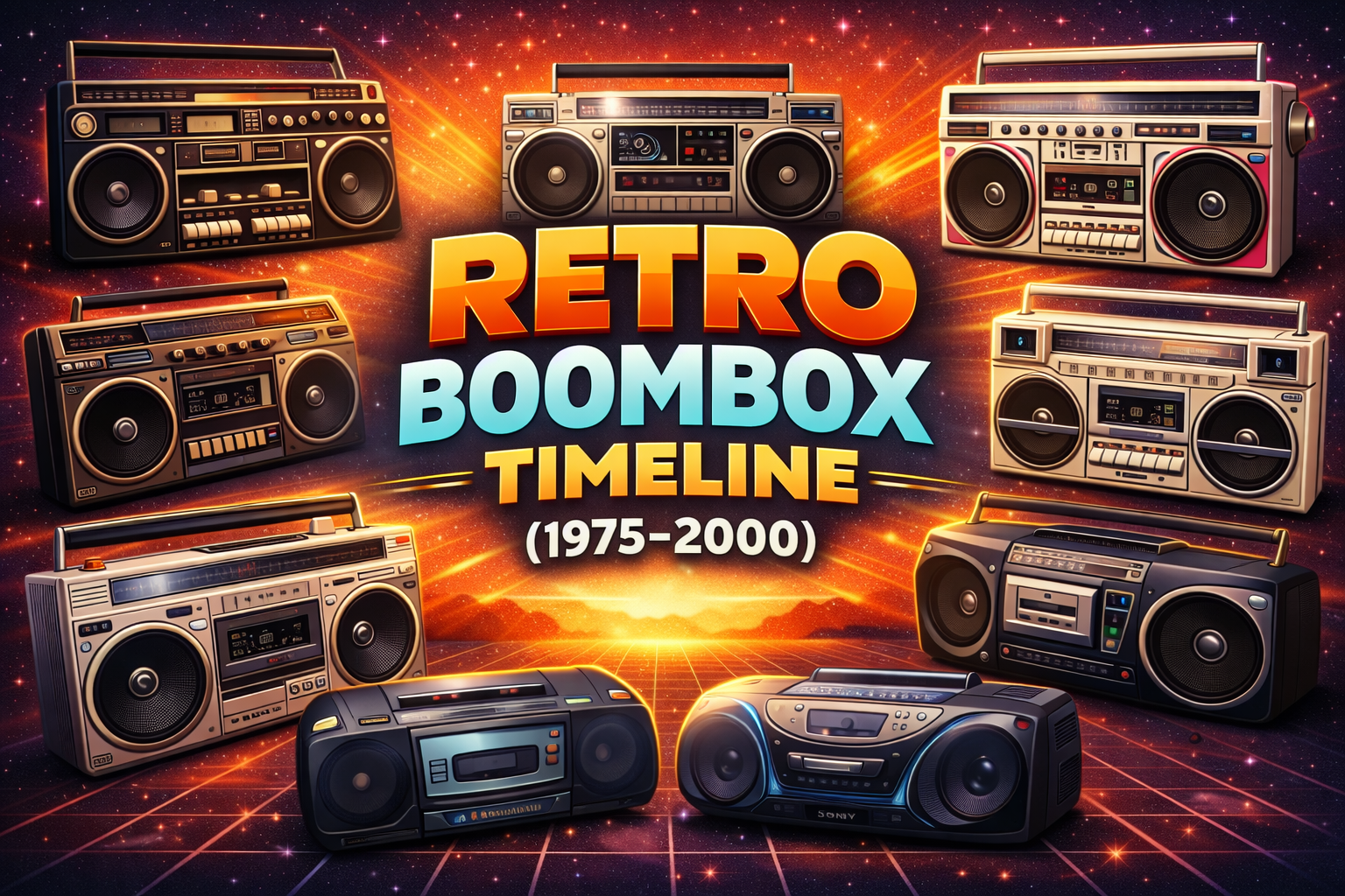 retro boombox timeline